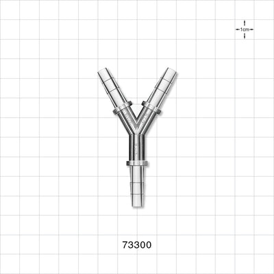 Y Connector, Barbed, Clear - Fits 3/16 inch ID Tubing (0.188 inch, 4.76 mm) - 73300