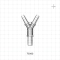 Y Connector, Reducer, Barbed - Fits 1/4 inch ID Tubing (0.25 inch, 6.35 mm); Fits 3/8 inch (0.375 inch, x 9.53 mm) - 73302