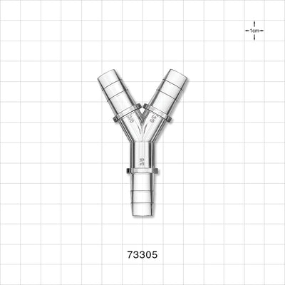 Y Connector, Barbed, Clear - Fits 3/8 inch ID Tubing (0.375 inch , 9.53 mm) - 73305