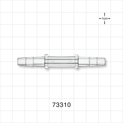 Straight Connector, Barbed, Clear - Fits 3/16 inch ID Tubing (0.188 inch, 4.76 mm) - 73310