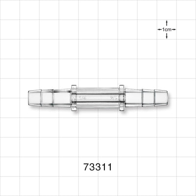 Straight Connector, Barbed, Clear - Fits 1/4 inch ID Tubing (0.25 inch, 6.35 mm) - 73311