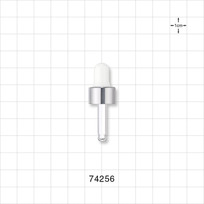Dropper Cap, Metallic Silver/White for 74249, 74250, 74251 - Fits Neck Finish: 13/415 - 74256