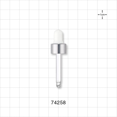 Dropper Cap, Metallic Silver/White for 74252, 74253, 74254 - Fits Neck Finish: 13/415 - 74258