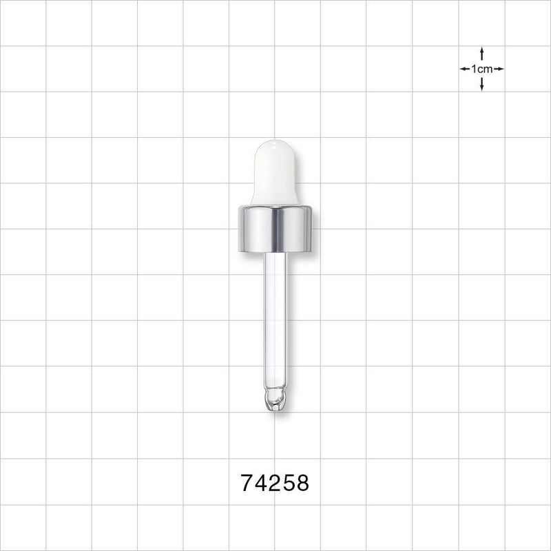 Dropper Cap, Metallic Silver/White for 74252, 74253, 74254 - Fits Neck Finish: 13/415 - 74258