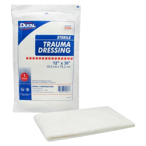 Dukal LLC Cotton Multi-Trauma Dressing 12x30" Sterile Not Made With Natural Rubber Latex, 25 EA/CA - 3050
