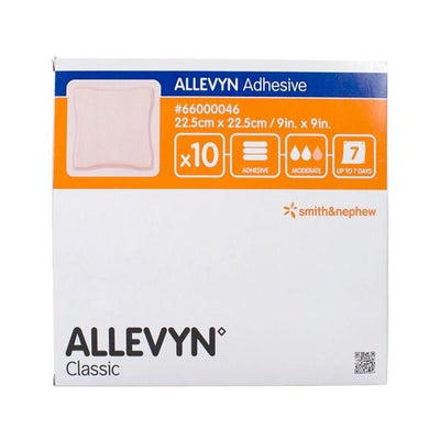 Smith & Nephew Wound Care  Allevyn Plastic Dressing 9x9" Adhesive Transparent- 66000046