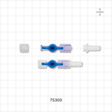 1-Way Stopcock, Female Luer Lock, Male Luer Slip with Spin Lock, Vented and Non-Vented Caps - 29 psi - 75300