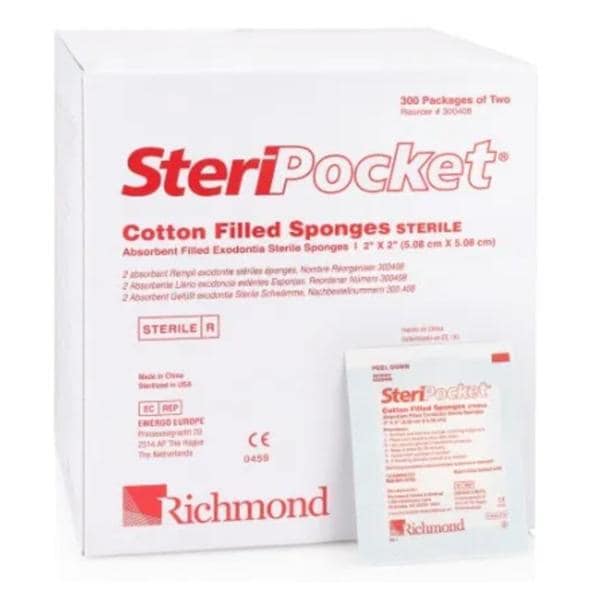 Richmond Dental Company  Steripocket Cotton Gauze Sponge 2x2" 4 Ply Sterile- 300408
