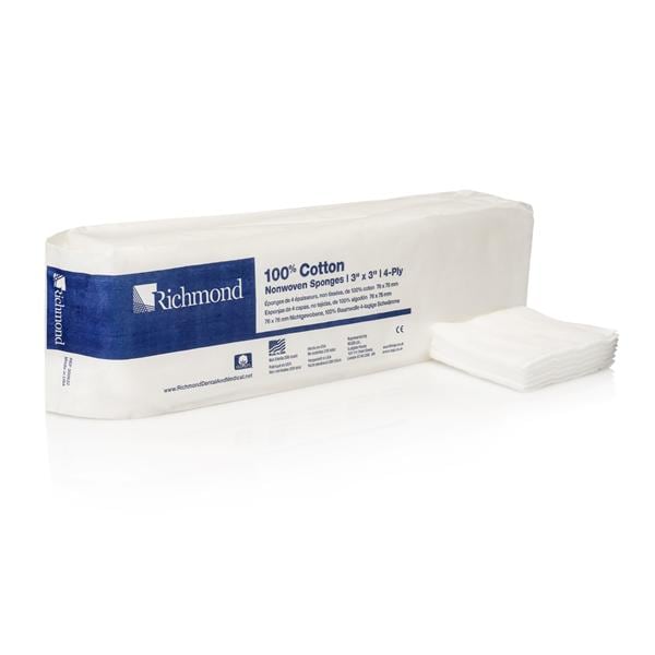Richmond Dental Company 100% Cotton Non-Woven Sponge 3x3" 4 Ply Non-Sterile, 20 PK/CA - 300632