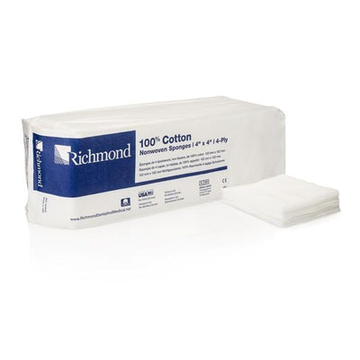 Richmond Dental Company  100% Cotton Non-Woven Sponge 4x4" 4 Ply Non-Sterile, 10 PK/CA - 300633