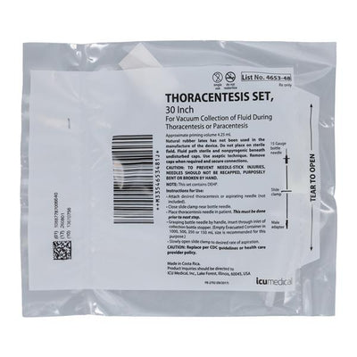 Icu Medical Sales, Inc -Set Thoracentesis Portex Procedural Tray 30" Sterile Not Made With Natural Rubber Latex Disposable 48/Case 4653-48