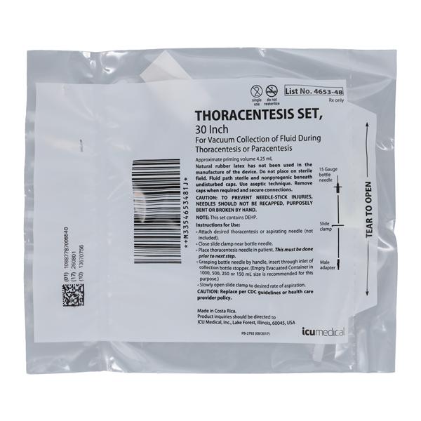 Icu Medical Sales, Inc -Set Thoracentesis Portex Procedural Tray 30" Sterile Not Made With Natural Rubber Latex Disposable 48/Case 4653-48