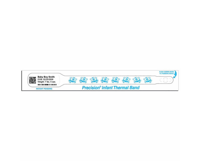 PDC Precision® Thermal Wristband Adhesive Closure 3/4" x 7" Core 1-1/2" Infant White with Snuggy Bears, 400 per Box | 7701-49-PDL