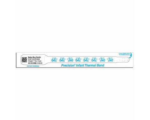 PDC Precision® Thermal Wristband Adhesive Closure 3/4" x 7" Core 1-1/2" Infant White with Snuggy Bears, 400 per Box | 7701-49-PDL