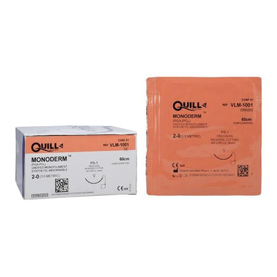 Surgical Specialties Corp Quill Monoderm Suture 2-0 24" Polyglecaprone Monofilament C7 Clear 12/Bx - VLM-1001