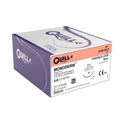 Surgical Specialties Corp Quill Monoderm Suture 3-0 30cm Polyglecaprone Monofilament PS-1 Clear 12/Bx - VLM-1012