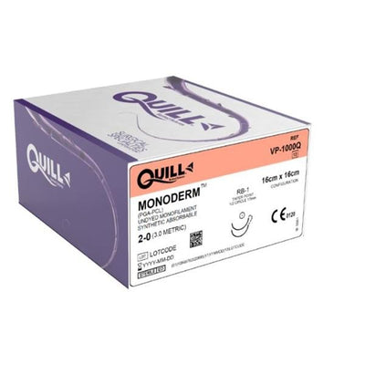 Surgical Specialties Corp Quill Monoderm Suture 2-0 16x16cm Polyglecaprone Monofilament RB-1 Clear 12/Bx - VP-1000Q