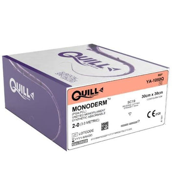 Surgical Specialties Corp Quill Monoderm Suture 2-0 30x30cm Polyglecaprone Monofilament SC-19 Clear 12/Bx - YA-1050Q