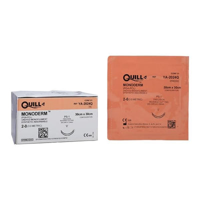 Surgical Specialties Corp Quill Monoderm Suture 2-0 30x30cm Polyglecaprone Monofilament C7 Clear 12/Bx - YA-2024Q
