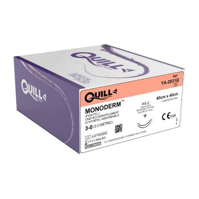 Surgical Specialties Corp Quill Monoderm Suture 3-0 40x40cm Polyglecaprone Monofilament PS-2 Clear 12/Bx - YA-2031Q