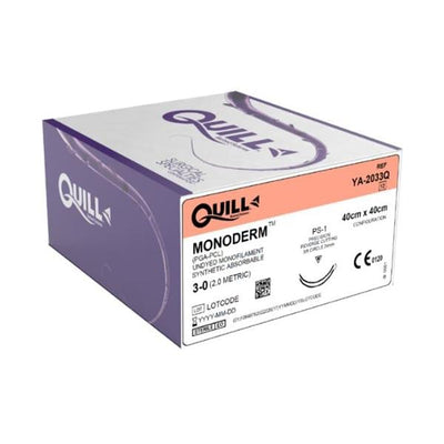 Surgical Specialties Corp Quill Monoderm Suture 3-0 40x40cm Polyglecaprone Monofilament PS-1 Clear 12/Bx - YA-2033Q