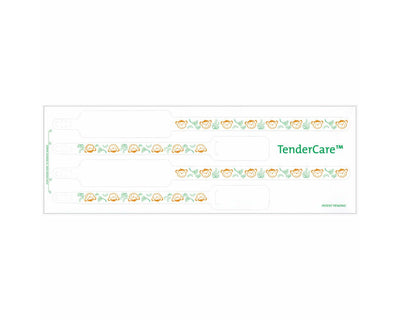 PDC Tendercare® Thermal Wristband 4pt Mother, Father, Baby Set Adhesive Closure 11" L x 1" H (Adult) 8" L x 7/8" H (Infant) White With Monkeys, 400 per Box | 7744-80-PDL