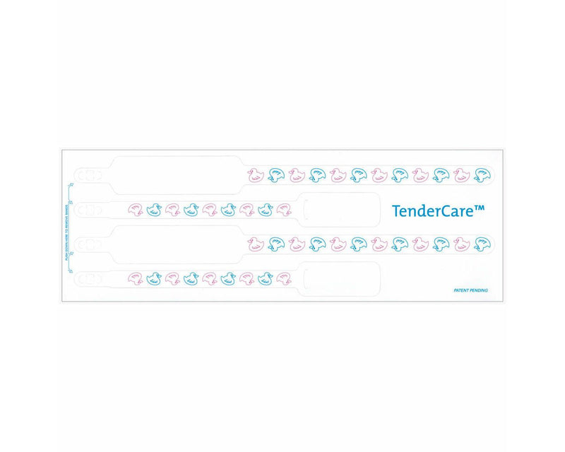 PDC Tendercare® Thermal Wristband 4pt Mother, Father, Baby Set Adhesive Closure 11" L x 1" H (Adult) 8" L x 7/8" H (Infant) White With Ducks, 400 per Box | 7744-82-PDL