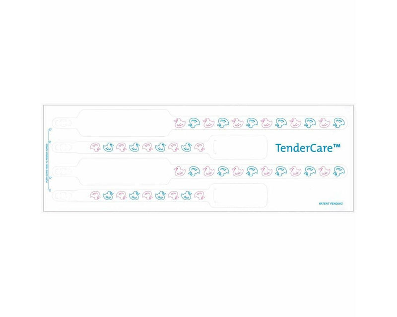 PDC Tendercare® Thermal Wristband 4pt Mother, Father, Baby Set Adhesive Closure 11" L X 1" H (Adult) 8" L X 7/8" H (Infant) White With Ducks, 300 per Box | 7746-82-PDK