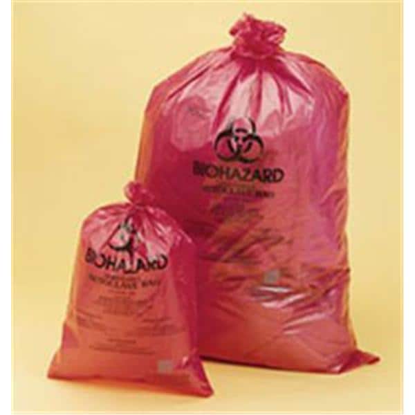 Bel-Art Products -Biohazard Bag 1-1/2mil 14x19" Red Polypropylene Symbol Autoclavable Disposable With Indicator 200/Box F131641419