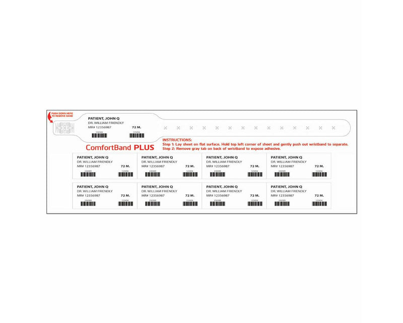 PDC ComfortBand® Plus Thermal Patient ID Wristband with Patient Labels, Adult, White, 1 1/2" Core | 7761-11-PDO