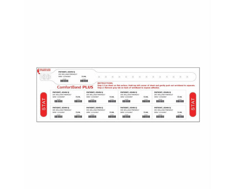 PDC ComfortBand® Plus Thermal Patient ID Wristband with Patient & Stat Labels, Adult, White, 3" Core | 7767-11-PDK
