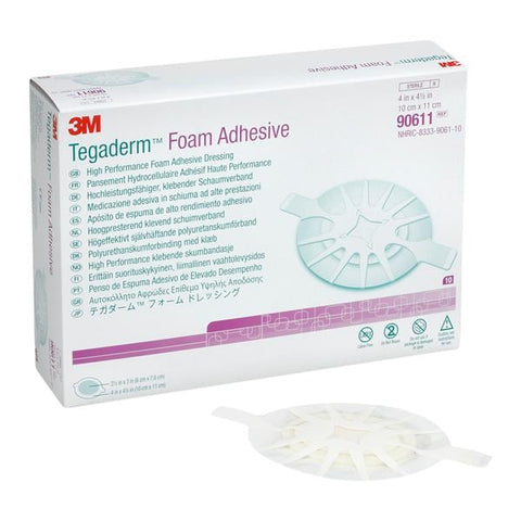 3M Medical Products Tegaderm HP Foam Dressing 4x4 Sterile Oval Small Adherent Adhesive Absorbent LF, 4 BX/CA - 90611