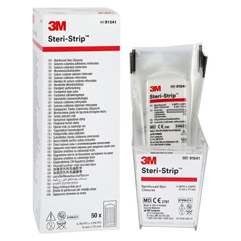 3M Medical Products Steri-Strip Skin Closure Strip Non-Woven Rayon Backed 1/4x3" White 50/Bx, 4 BX/CA - R1541