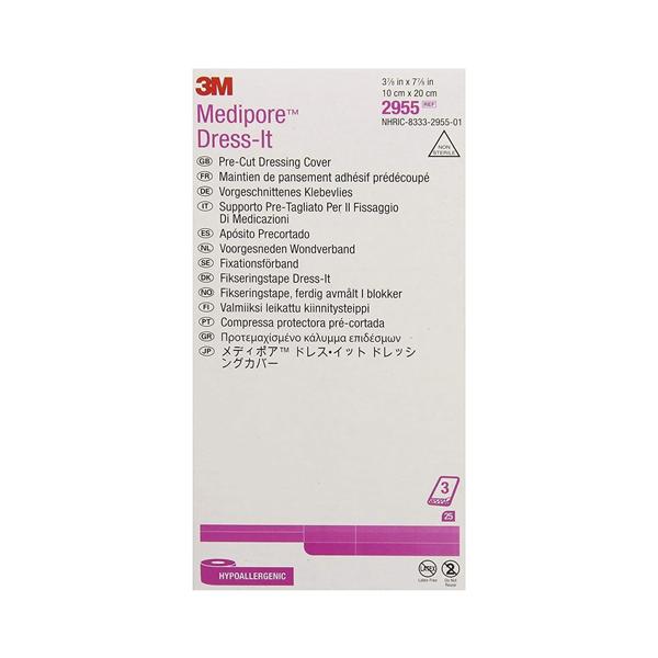 3M Medical Products  Medipore Dress-It Soft Cloth Dress-It Dressing 3-7/8x7-7/8" NS Adhs NAdhr LF - 2955