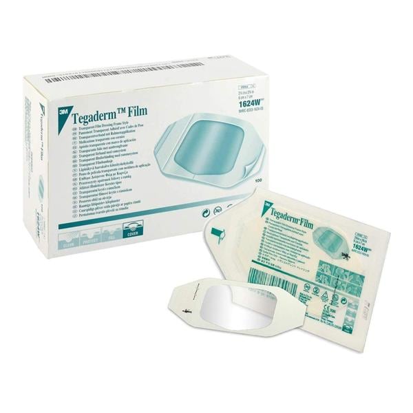3M Medical Products Tegaderm Film Frame Style Dressing 2-3/8x2-3/4" Sterile Adhesive Adherent Trans, 4 BX/CA - 1624W