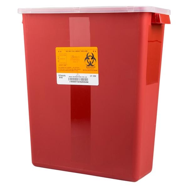 Medegen Medical Products, LLC -Sharps Container 3gal Red/Black 12-1/2x13-1/2x6" Tortuous Path Lid Polypropylene Large Stackable Non-Sterile Each, 12 EA/CA MAI 8710