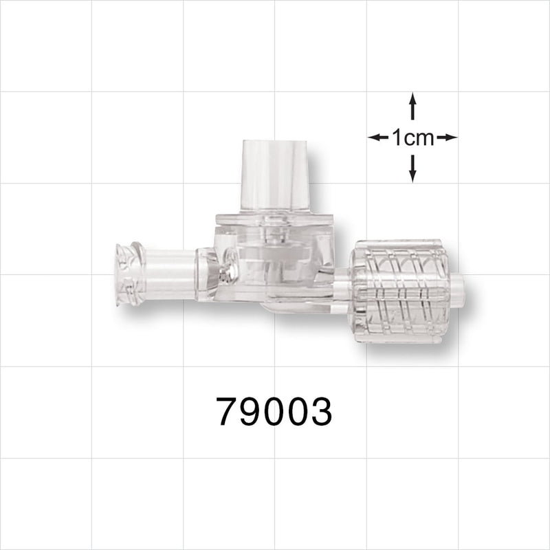Dual Check Valve, Tubing Port Inlet, Male Luer Lock with Swivel Nut Outlet, Female Luer Control Port - 0.172 inch - 0.15 inch ID/0.3 inch - 0.317 inch OD (4.4 mm - 3.8 mm/7.6 mm - 8.1 mm); 3 psi CP - 79003
