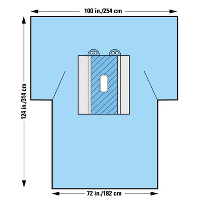 O & M Halyard -100x76x124" Sterile Laparotomy Drape 4x12" Fenestrated 89235