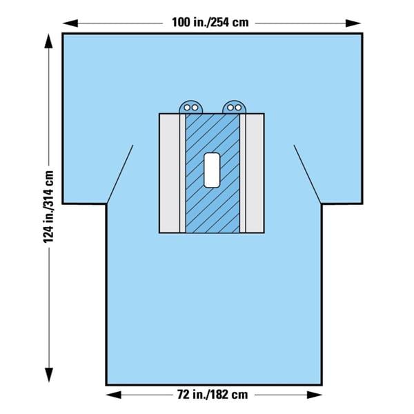 O & M Halyard -100x76x124" Sterile Laparotomy Drape 4x12" Fenestrated 89235