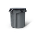 Newell Brands Dist. LLC Can Trash Brute Resin 17.13x15.63" Round 10gal Integrated Cinches Vented/Rounded Handles 6/Case - FG261000GRAY