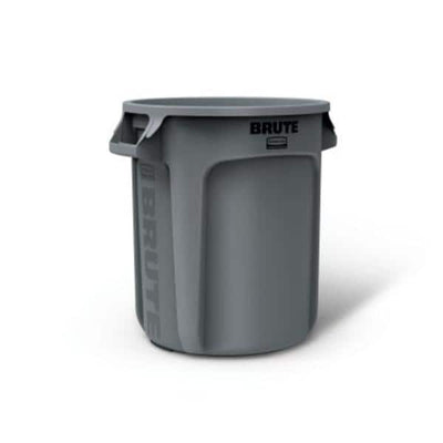Newell Brands Dist. LLC Can Trash Brute Resin 17.13x15.63" Round 10gal Integrated Cinches Vented/Rounded Handles 6/Case - FG261000GRAY