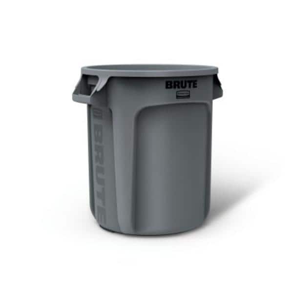Newell Brands Dist. LLC Can Trash Brute Resin 17.13x15.63" Round 10gal Integrated Cinches Vented/Rounded Handles 6/Case - FG261000GRAY