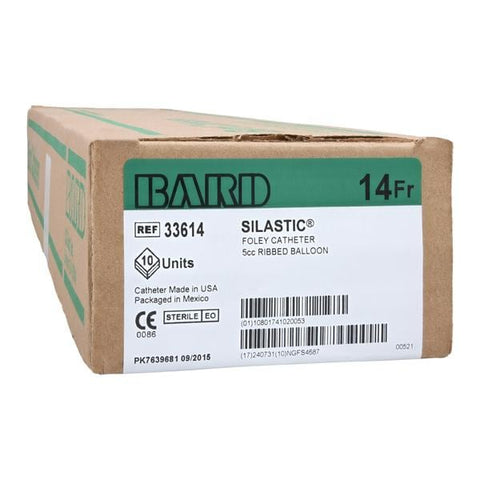 Bard Medical Division Catheter Foley Silastic 14Fr 5cc Short Round Tip Silicone Coated 2-Way 10/Ca - 33614