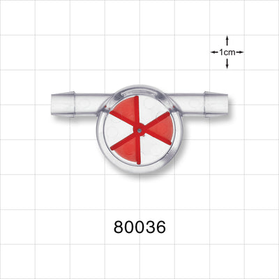 In-Line Flow Indicator, Barbed - Fits 1/4 inch - 5/16 inch ID Tubing (0.25 inch - 0.312 inch, 6.35 mm - 7.9 mm) - 80036