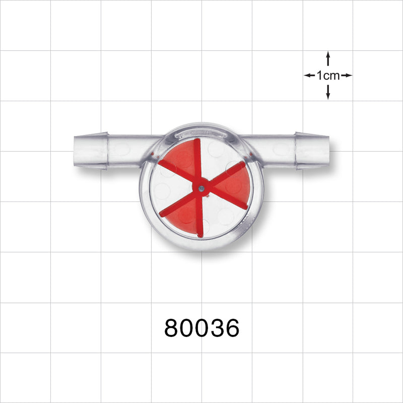 In-Line Flow Indicator, Barbed - Fits 1/4 inch - 5/16 inch ID Tubing (0.25 inch - 0.312 inch, 6.35 mm - 7.9 mm) - 80036