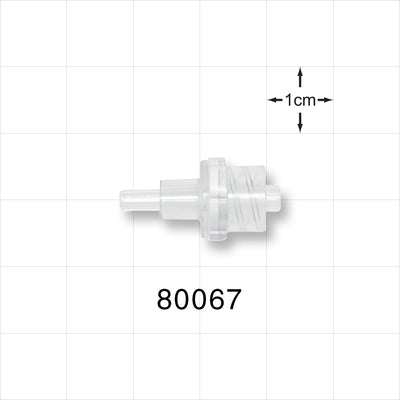 Check Valve, Tubing Port Inlet, Male Luer Lock Outlet - 0.124 inch OD (3.15 mm); Male Luer Lock Outlet; 0.143 psi CP - 80067