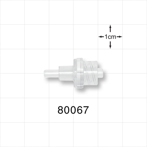 Check Valve, Tubing Port Inlet, Male Luer Lock Outlet - 0.124 inch OD (3.15 mm); Male Luer Lock Outlet; 0.143 psi CP - 80067