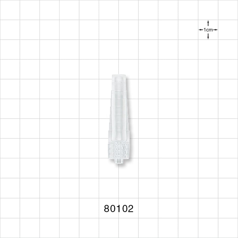 Male Luer Lock, Tubing Port, Clear - 0.216 inch ID/0.276 inch - 0.394 inch OD (5.48 mm/7.01 mm - 10.01 mm) - 80102