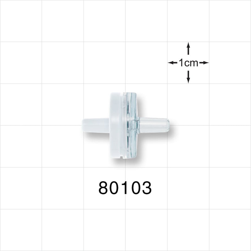 Check Valve, White Inlet, Clear Outlet - 0.13 inch - 0.138 inch OD (3.3 mm - 3.5 mm); 0 psi - 0.29 psi CP - 80103