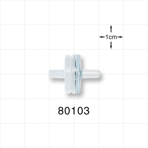 Check Valve, White Inlet, Clear Outlet - 0.13 inch - 0.138 inch OD (3.3 mm - 3.5 mm); 0 psi - 0.29 psi CP - 80103